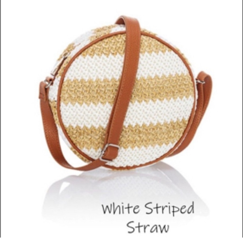 New Thirty-One Roundabout Crossbody White Striped Purse Bag Summer Coastal Beach